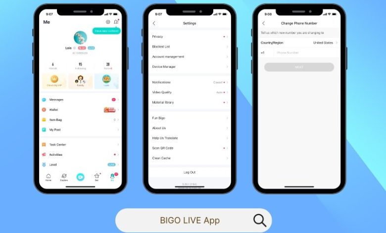 نحوه تغییر شماره تلفن BIGO