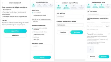 BIGO LIVE account appeal screen
